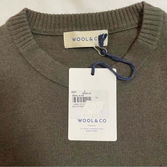 NWT New $165 Wool & Co Wool Blend Military Green Sweater Size S - Picture 6 of 11